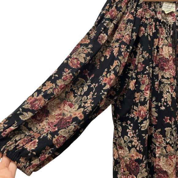 Denim & Supply Ralph Lauren Boho Floral Peasant Blouse Size XL Dark Romantic - Picture 3 of 7